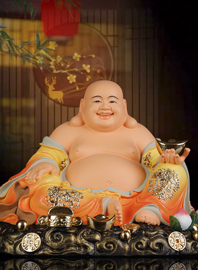 树脂彩绘笑佛供奉保平安布袋和尚