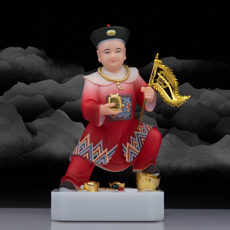 汉白玉黄淘气神像现代家居摆件乐天一派堂口出马黄小乐佛像工艺品
