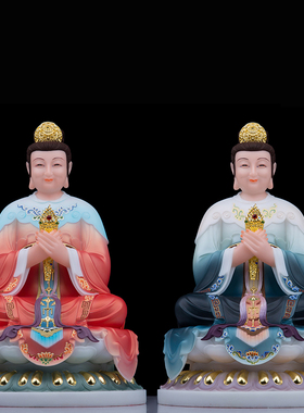 汉白玉泰山娘娘碧霞元君神像天青色富贵黄款工艺品家用工艺摆件
