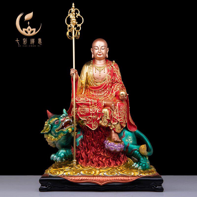 树脂地藏王菩萨佛像家用供奉九华山地藏王佛像地藏菩萨坐骑像佛堂