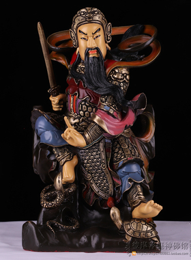 玄天上帝神像真武大帝玄武祖师爷纯铜彩绘神像摆件新品