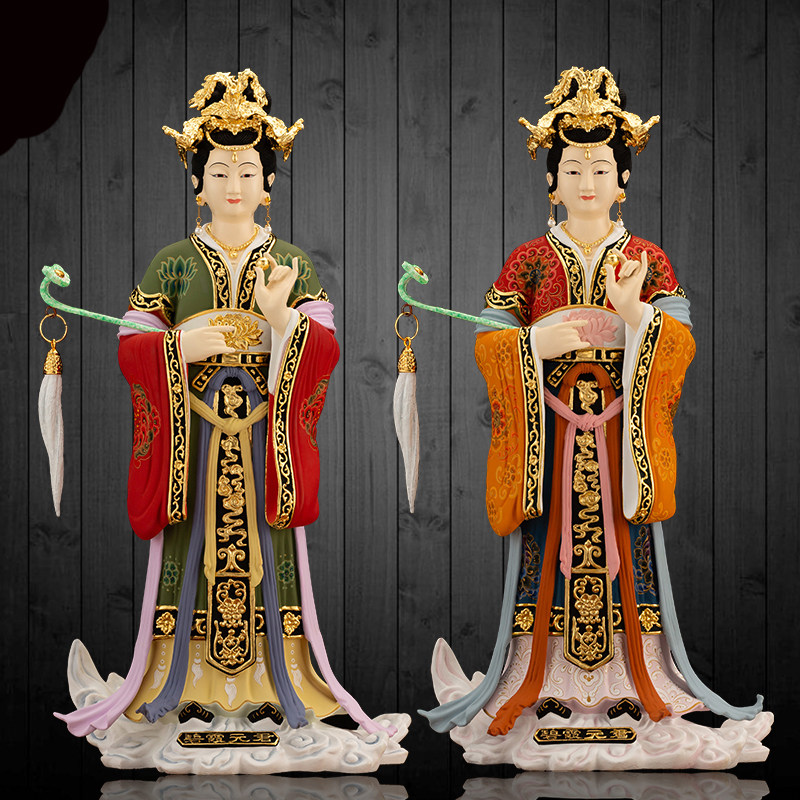 台湾纯铜彩绘碧霞元君神像