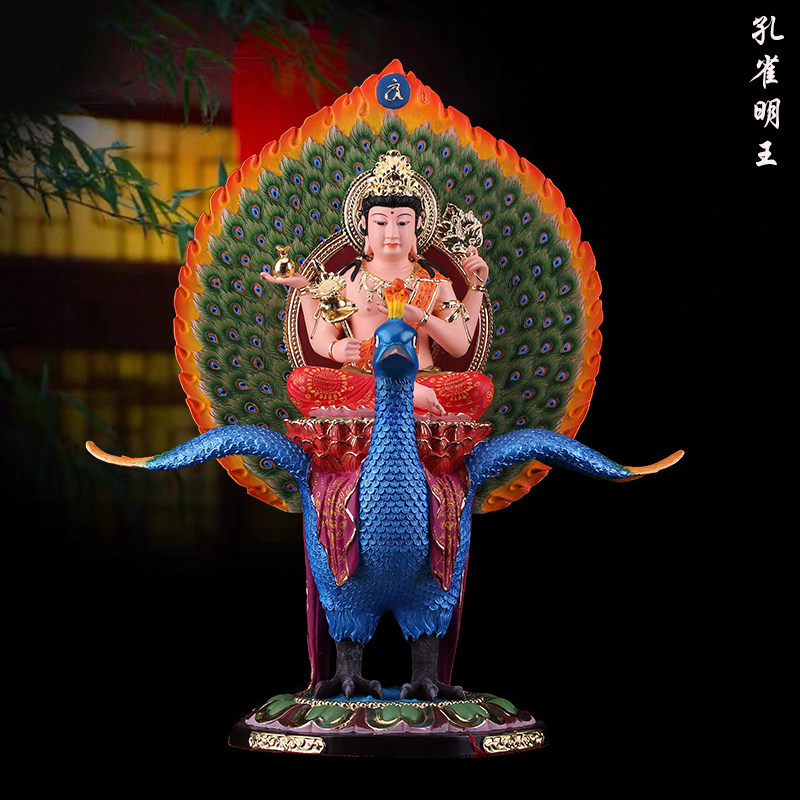 19寸孔雀明王佛母佛母大孔雀明王佛母金刚祥狮纯铜佛像摆件新品