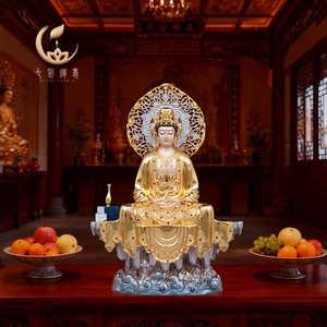 纯铜禅定观音佛像南海观世音菩萨南海观世音自在观音供奉佛堂摆件