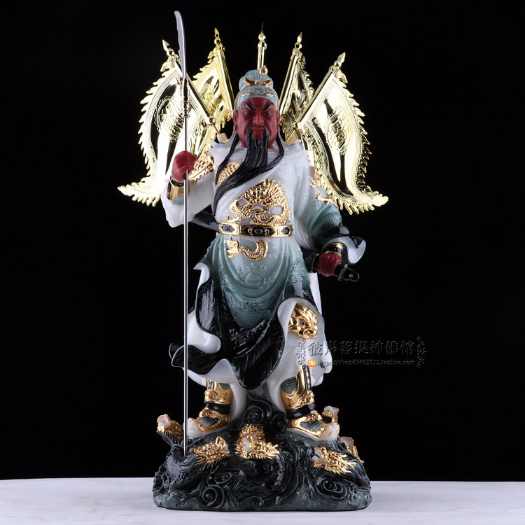 19/26寸汉白玉关帝关圣帝君武财神关二爷神像九龙关公摆件新品