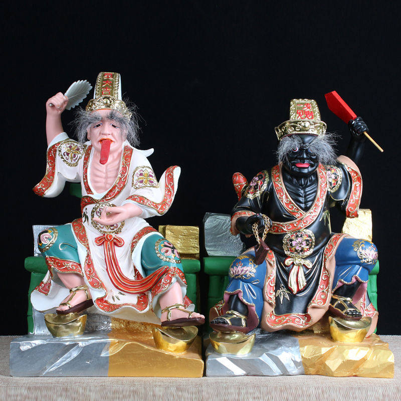 坐金山七爷八爷谢范将军大二爷伯黑白无常像树脂阴神摆件