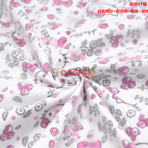 布料网纱四合羽绒服刺绣外套