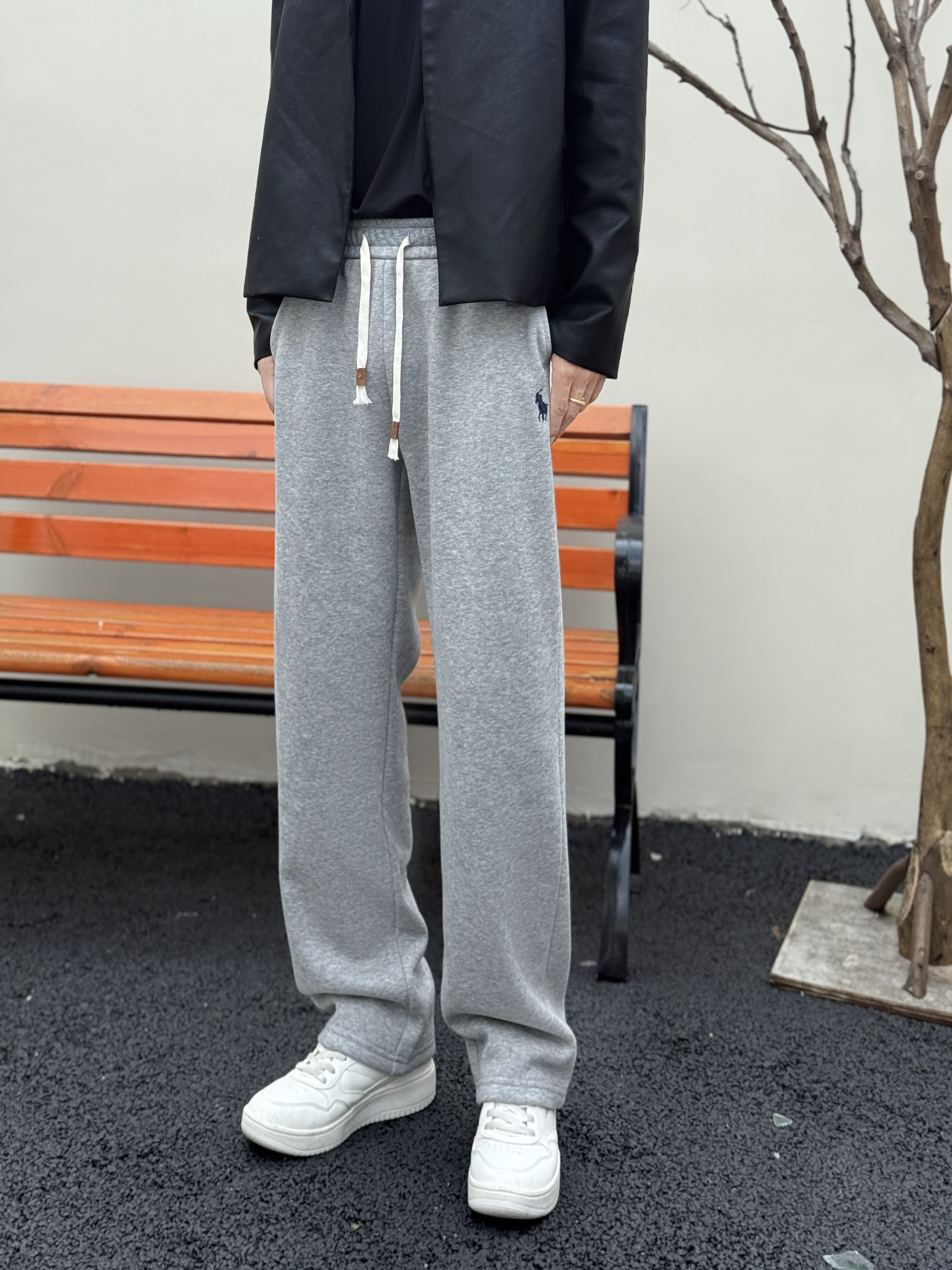 2025冬季新款男士休闲裤潮加绒宽松直筒长裤子冬天男款