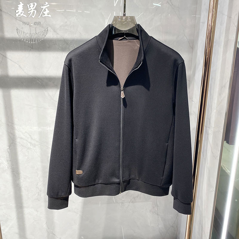 欧货男士26秋冬新款简约翻领拉链长袖夹克外套舒适微弹运动百搭韩