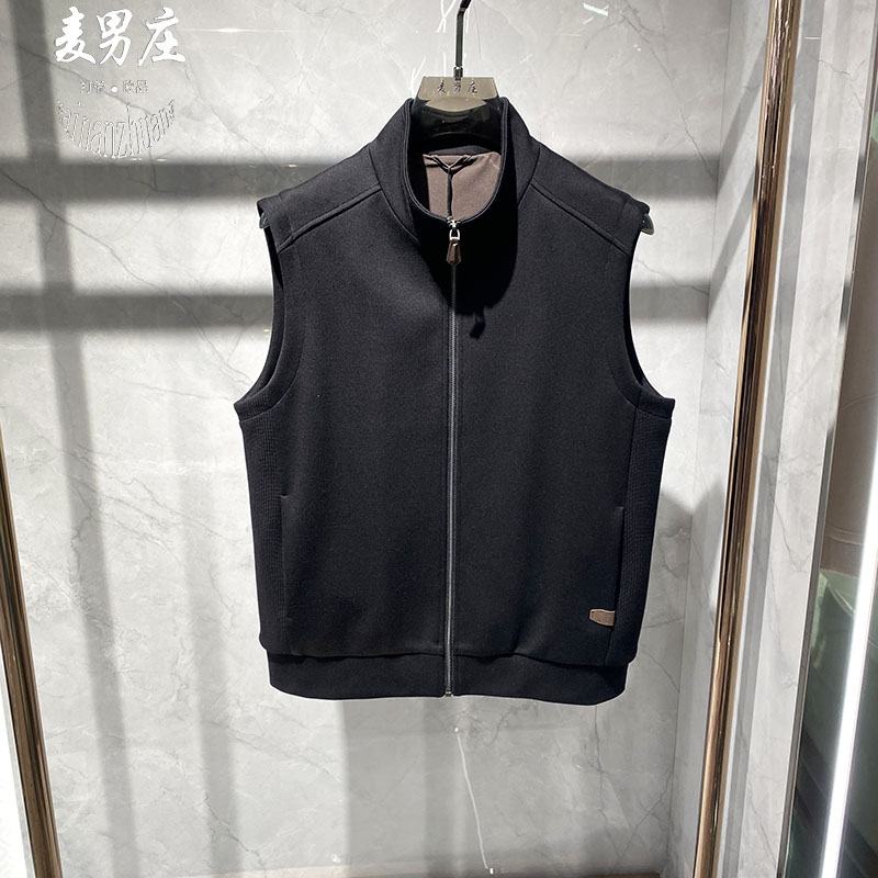 欧潮男士秋冬轻奢无袖拉链马甲