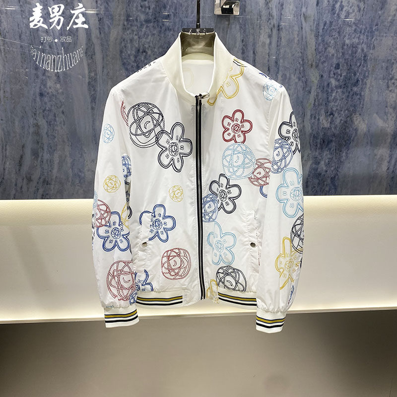 欧货潮流男士26春夏新款个性花色百搭青年长袖薄款夹克外套网红爆