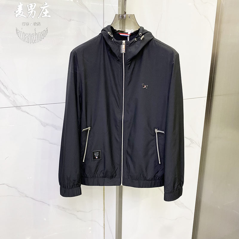2026年男士春夏新款连帽刺绣百搭薄款长袖夹克外套青年休闲轻奢爆