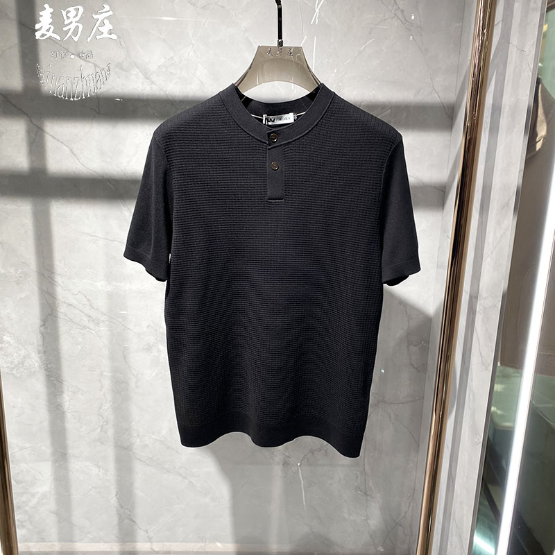 高端欧货男士修身针织短袖POLO衫