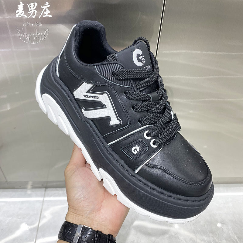 男士冬季头层牛皮系带休闲鞋