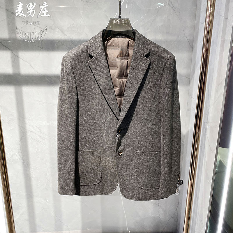 男士秋冬加厚鸭绒单排扣西服