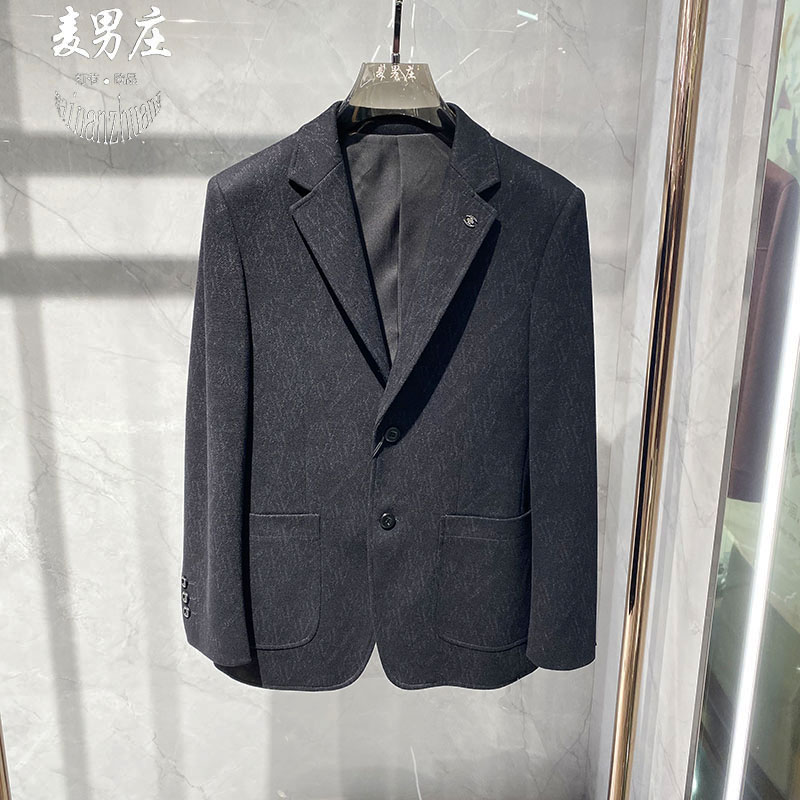 高端欧货男士秋冬暗花单排扣西服