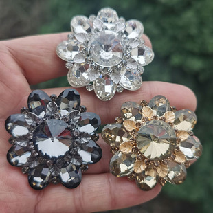 热销新品 饰羊绒毛呢大衣纽扣 40mm超大号玻璃水晶貂皮裘大衣皮草装