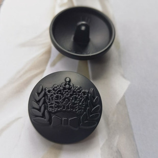 高档精致哑光黑色圆形金属手缝扣子男女士风衣外套皇冠纽扣25mm