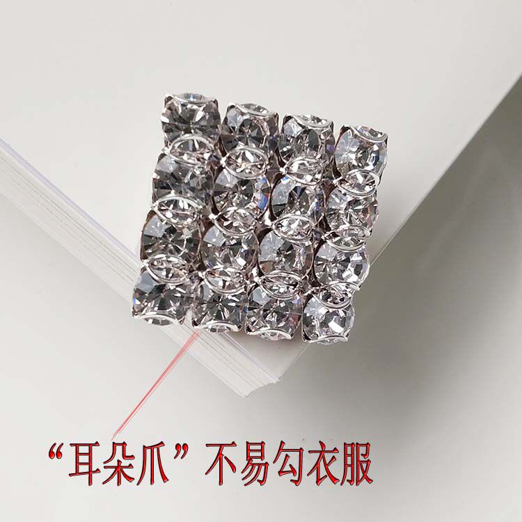 高档时尚方形水晶纽扣奢华钻石扣女士衣裙外套装饰diy耳朵爪扣子