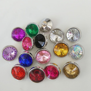 高档春夏装小纽扣男女衬衫水晶卫星纽扣银边镶钻彩色扣子12MM钮扣