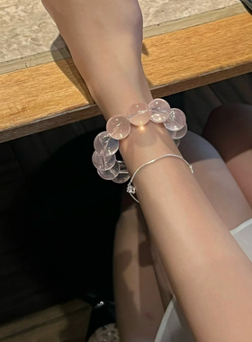 宝石级 天然莫桑比克星光粉水晶手链 六道星光 六芒星手串女礼物