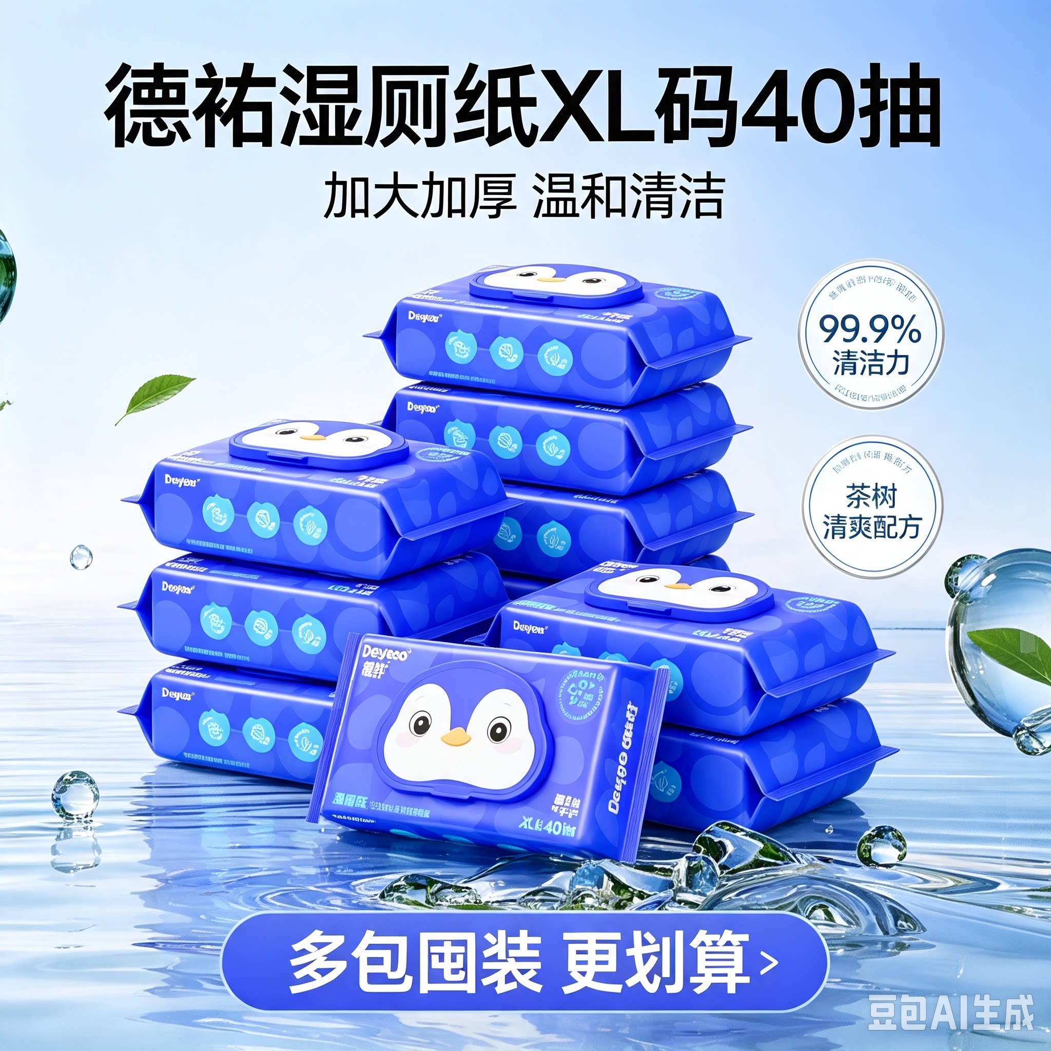 德佑湿厕纸40抽10包加盖杀菌