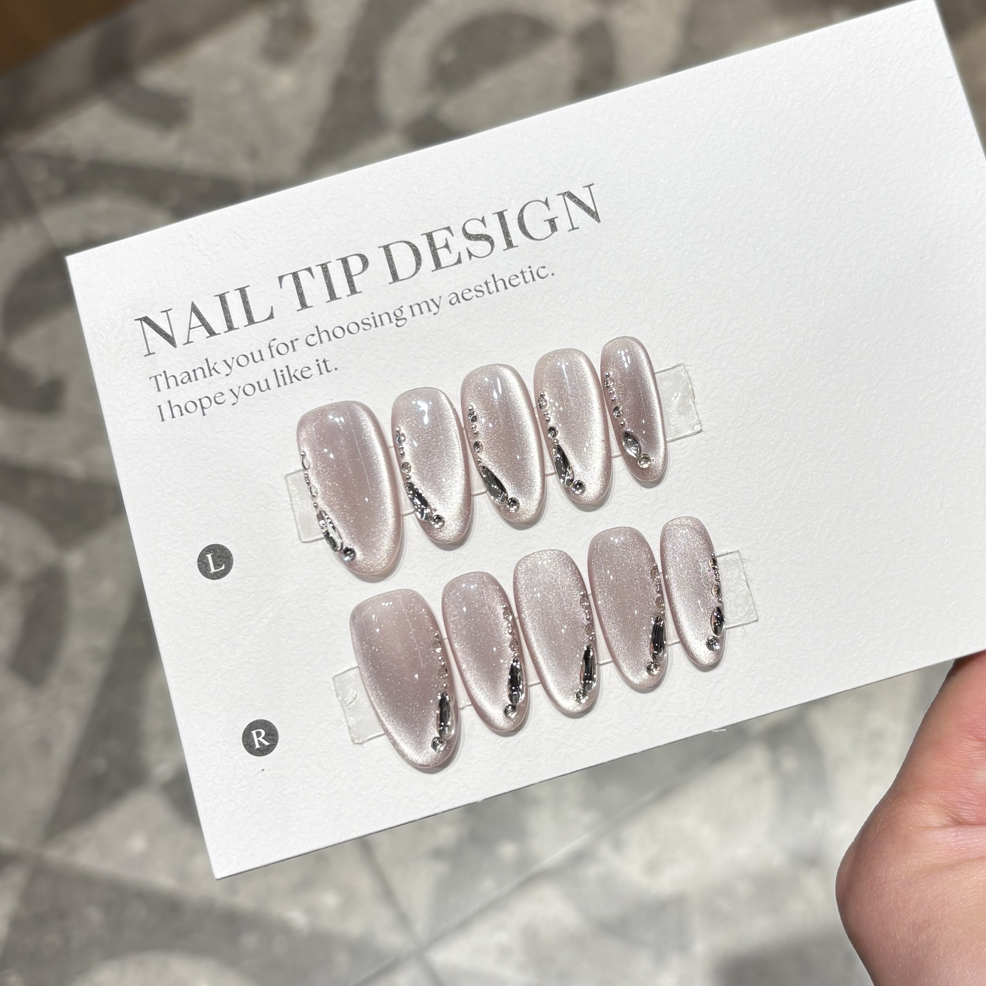 31纯手工穿戴甲锆石K9钻猫眼显白成品美甲贴片假指甲片长款