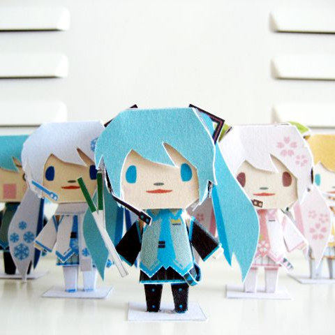 6款可立手办初音未来Q版纸模型手工DIY创意拼装3D折纸模型材料包