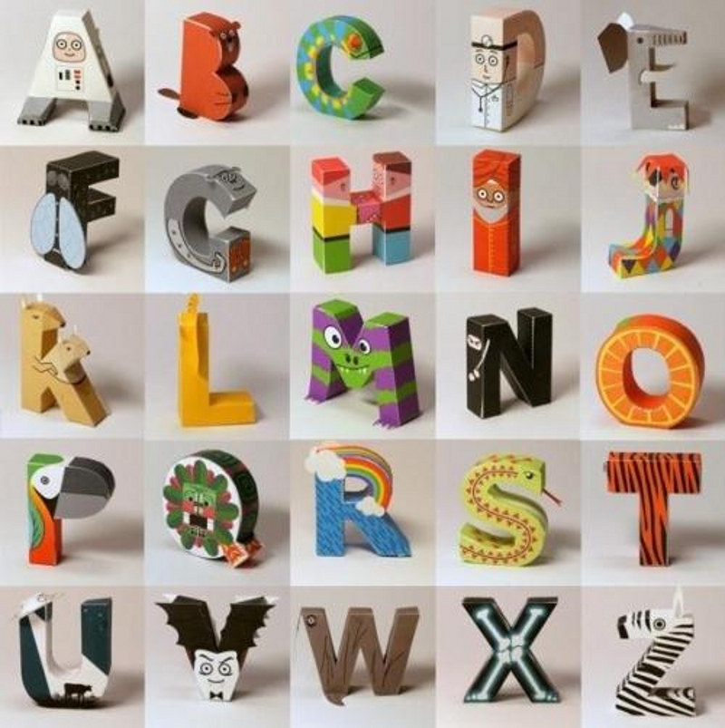 手工diy拼装立体字26个英文字母创意玩具手作3d摆件纸