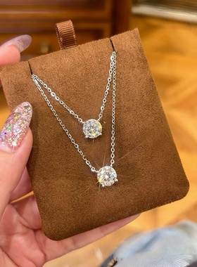 925银四爪莫桑石鼻嘎单钻项链女