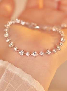 925银莫桑石手链叠戴 星河灿烂满钻轻奢精致高级纯银莫桑钻手链女