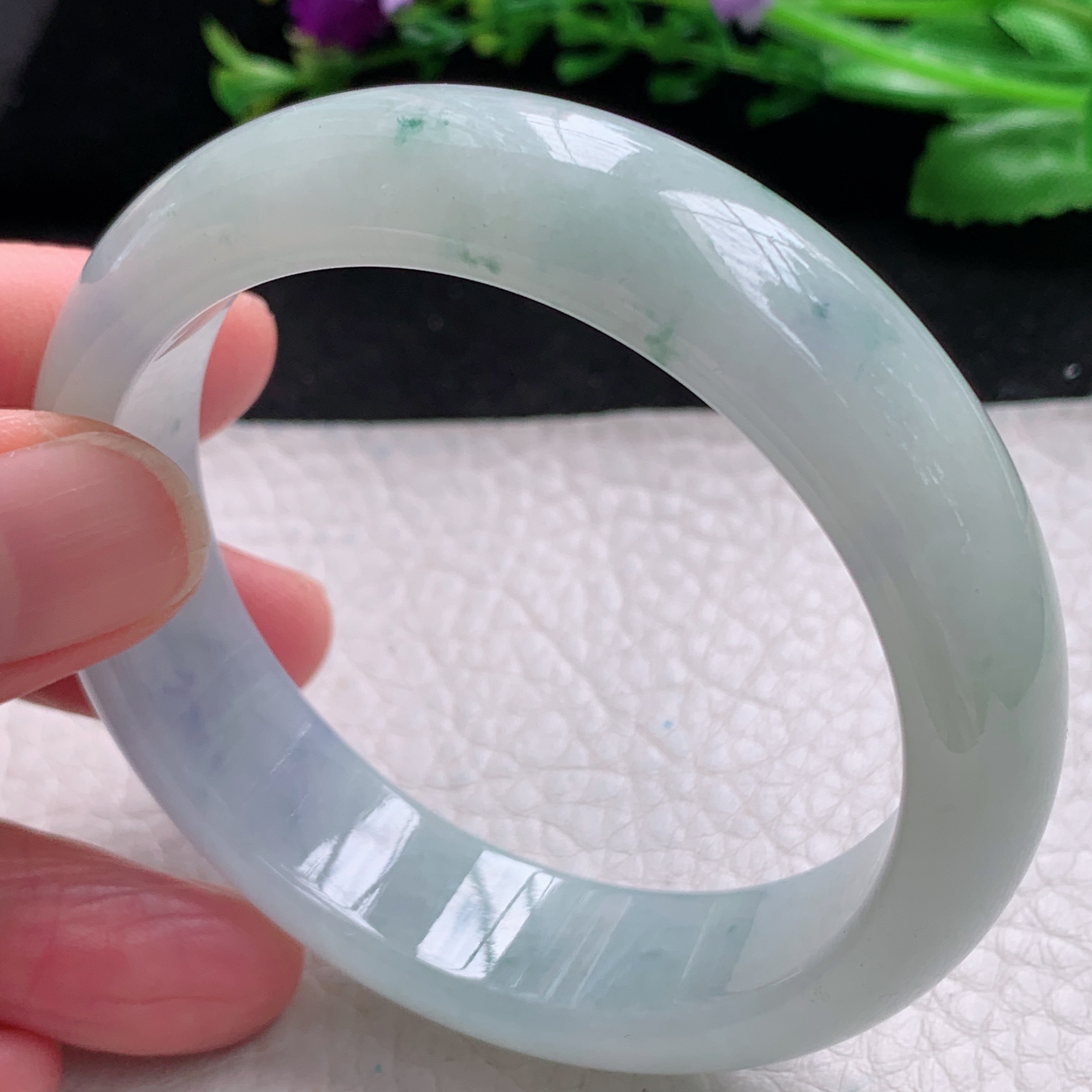 xx自然光54*14.8*8平安镯缅甸翡翠a货玉手镯冰飘花宽边珠宝玉手环