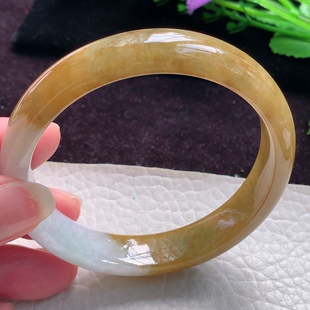 缅甸翡翠手镯双彩宽边厚装 mq实拍58 12.5 7.2平安镯 珠宝 玉手镯