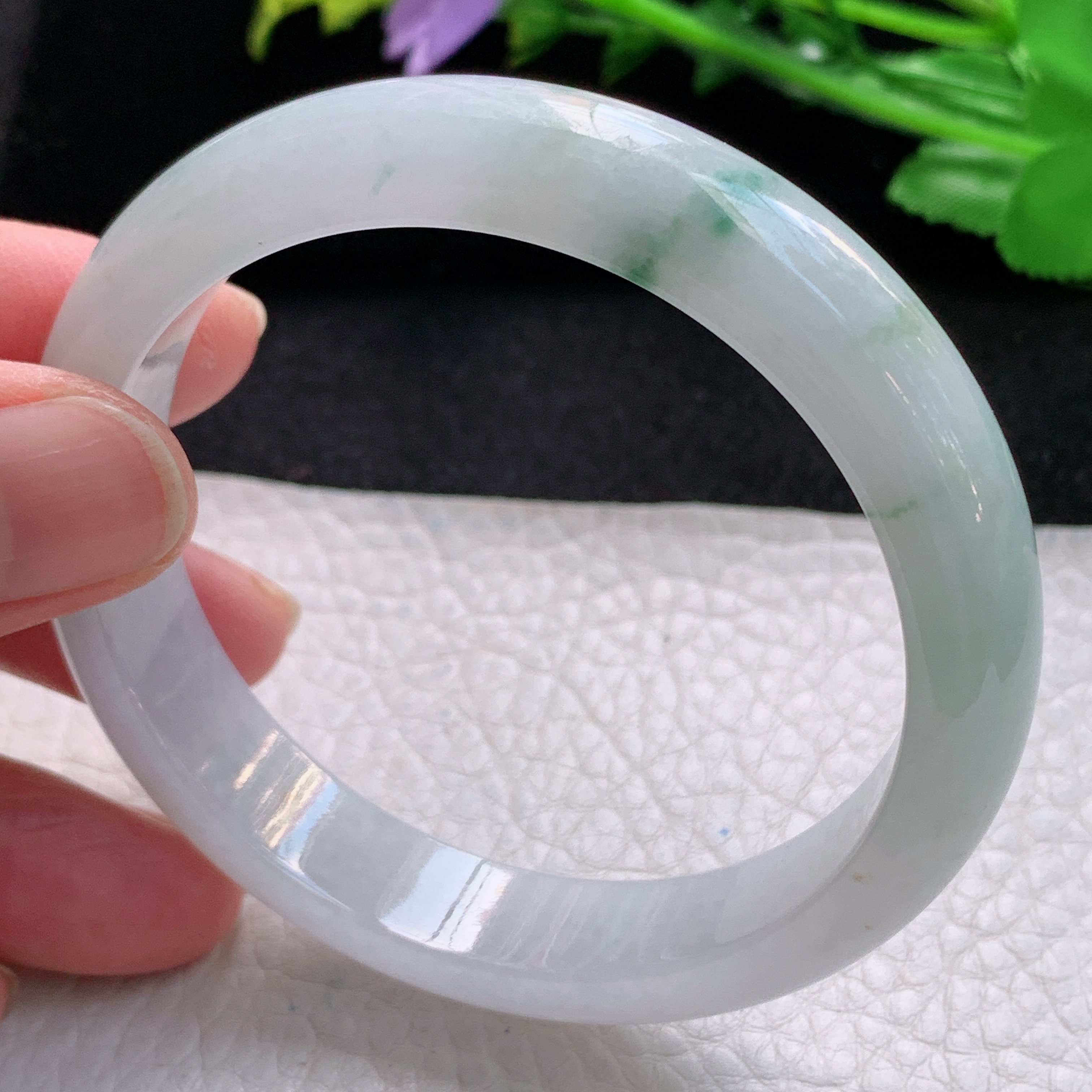 js自然光56*12.3*7.3平安镯 缅甸翡翠a货精美飘花宽边玉手镯 手环