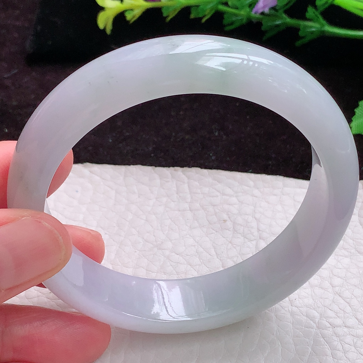 jl实拍57.5*14.6*7.8平安镯 缅甸翡翠A货淡雅宽边玉镯子精美女款