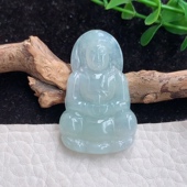 25.5 zen自然光 缅甸翡翠A货正庄小观音菩萨玉观音玉坠41.3 4.7mm