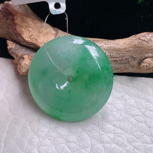 axm实拍24*6缅甸翡翠精雕冰绿饱满平安扣 玉扣玉吊坠 玉挂件