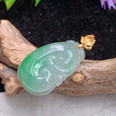 x54实拍25.5 玉挂件 事事顺玉坠 13.8 4.2缅甸翡翠冰胶飘绿小如意