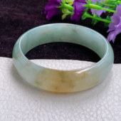 6.5轮胎镯老坑冰黄双彩玉镯缅甸子翡翠手镯 mq实拍59 16.6 平安镯