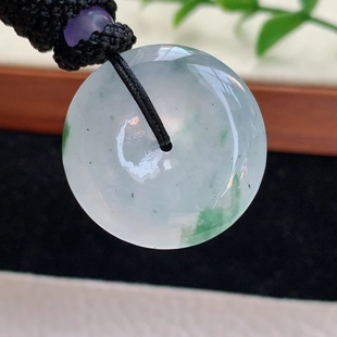 Zzx实拍缅甸翡翠A货冰种飘花清秀平安扣玉坠 5.8mm 玉挂件24.8