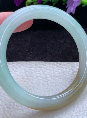 sza实拍58*10平安镯 缅甸翡翠手镯冰双彩圆条玉手镯 玉手环