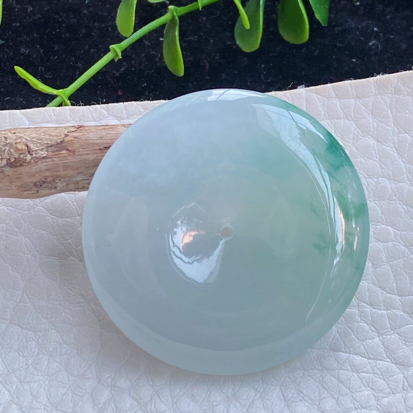 gp自然光缅甸翡翠A货冰飘花大平安扣玉坠，老种精美玉坠37.8*6mm