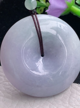 zen自然光44.7*12.3天然缅甸翡翠紫罗兰饱满平安扣 玉扣玉吊坠