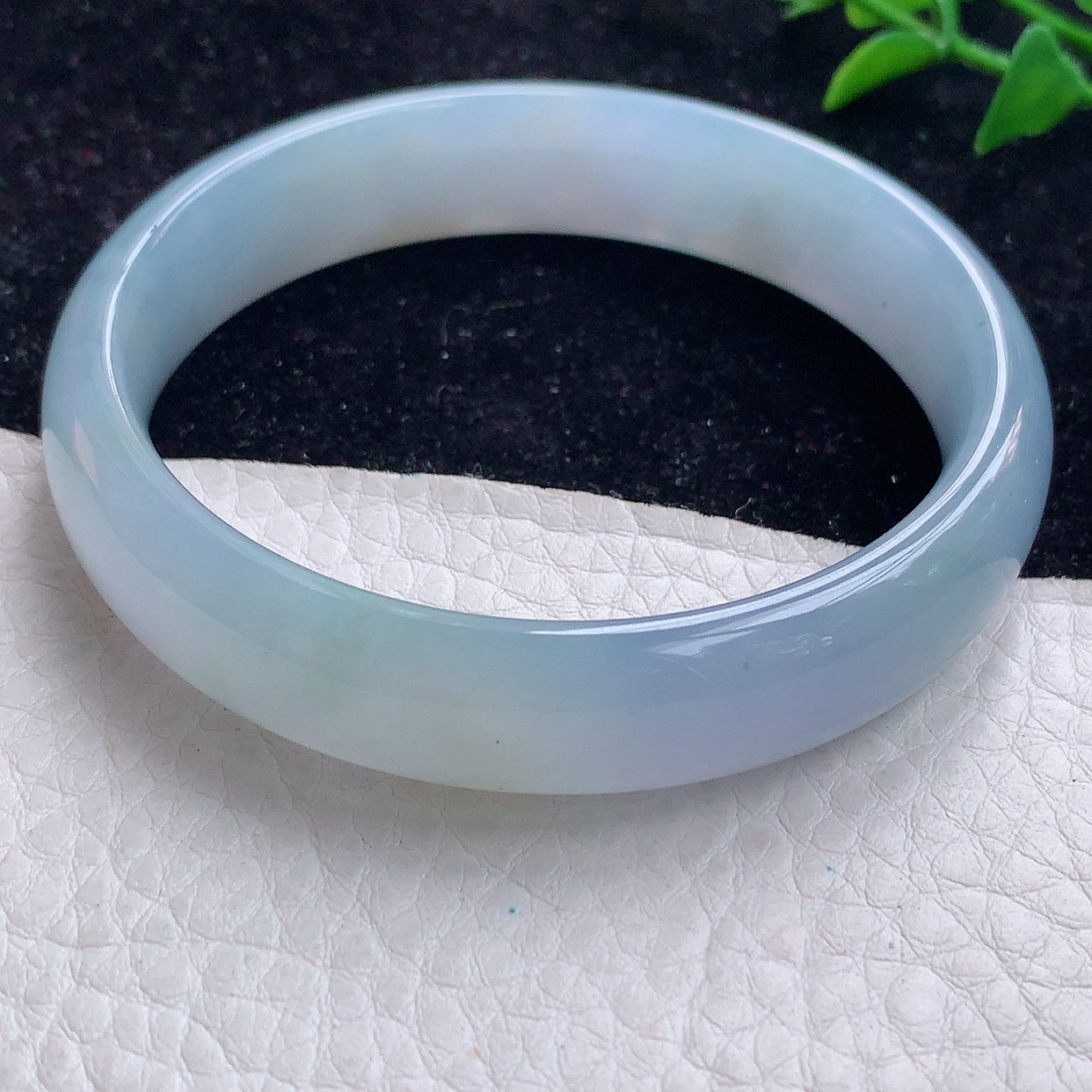 p自然光55mm缅甸翡翠A货冰紫清秀宽边玉手镯 正圈玉手环55*13*7mm