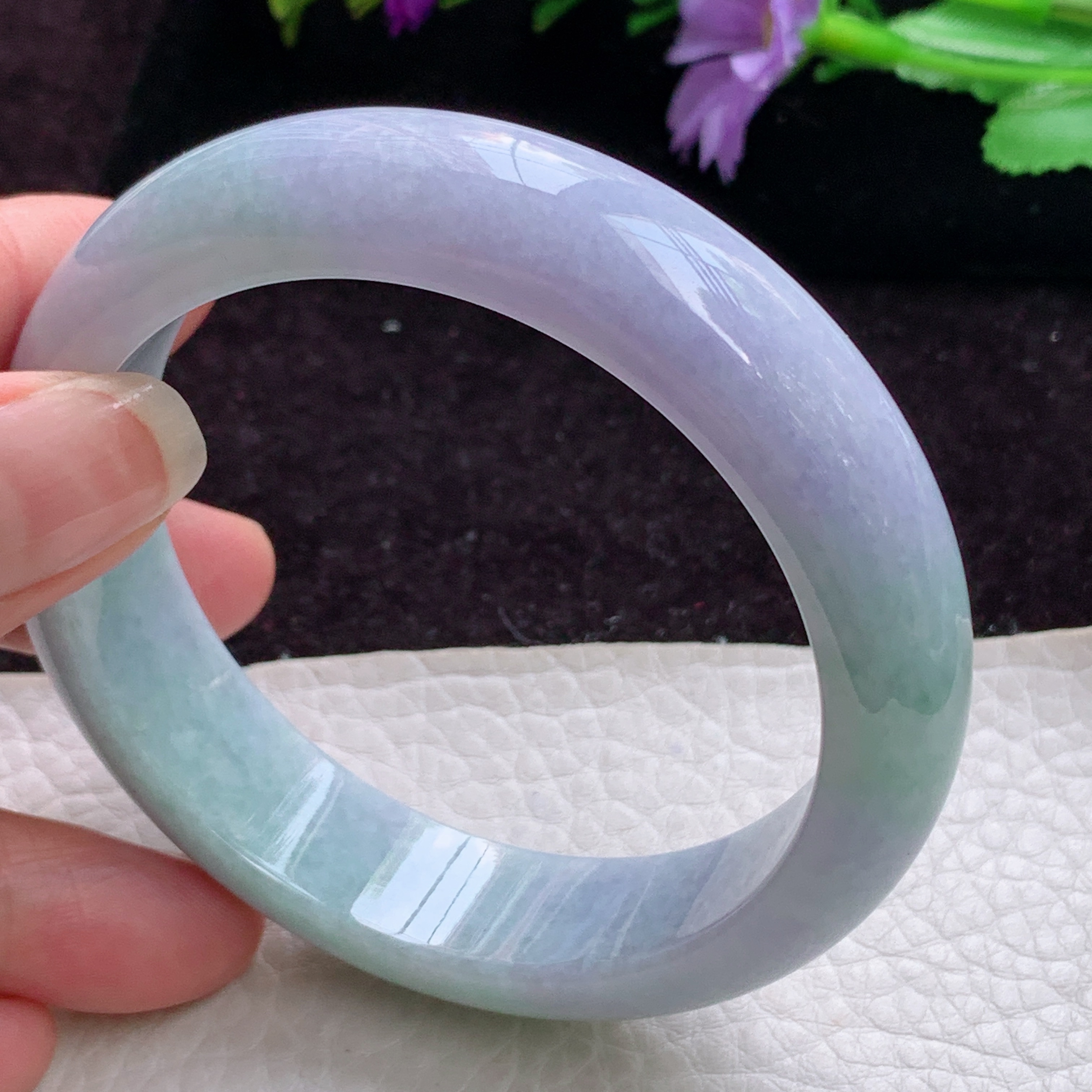 js实拍58*15.3*8.5轮胎镯 天然缅甸翡翠手镯春带彩宽边玉镯子