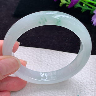 8平安镯冰透飘花翡翠手镯 宽边正圈镯子贵气珠宝 12.2 xo实拍57.6