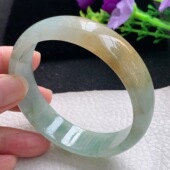 6.5轮胎镯平安镯 mq自然光59 16.8 缅甸翡翠冰三彩宽边珠宝玉手镯