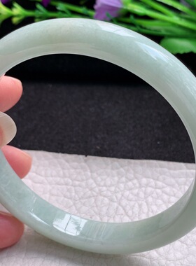 qh大圈口64*11*7.6平安镯 缅甸翡翠玉手镯精美清绿大气正圈玉手镯