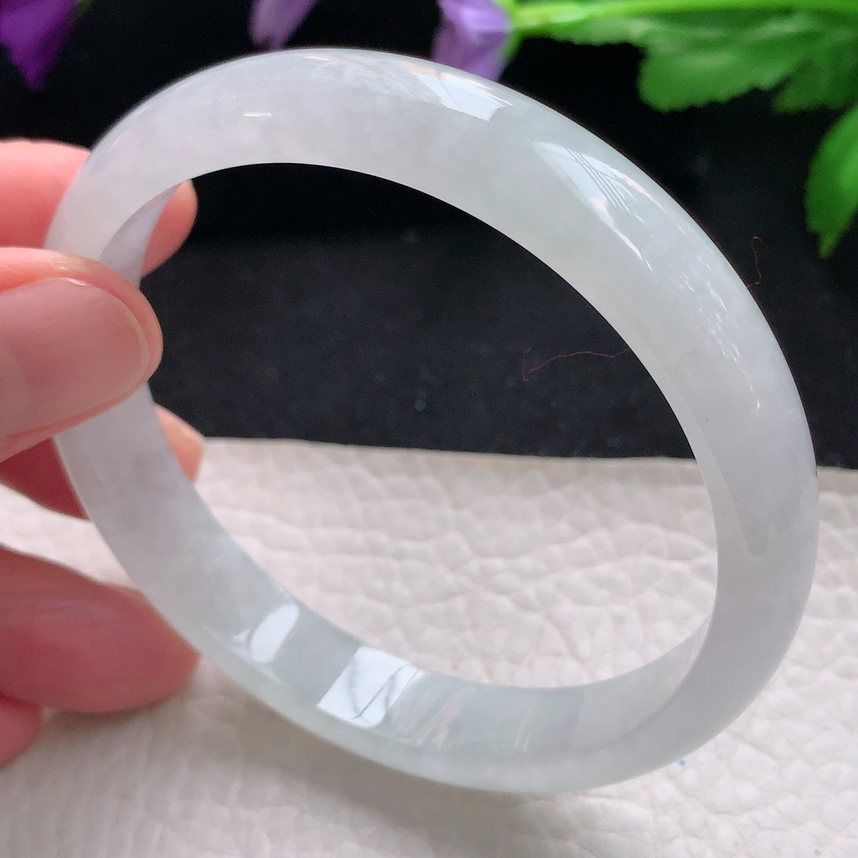 yh大圈口60*11.2*6.5平安镯 缅甸翡翠a货手镯白月光清透宽边镯子