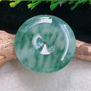 玉扣玉吊坠 玉挂件 5.5缅甸翡翠精雕冰飘花平安扣 zzx实拍31